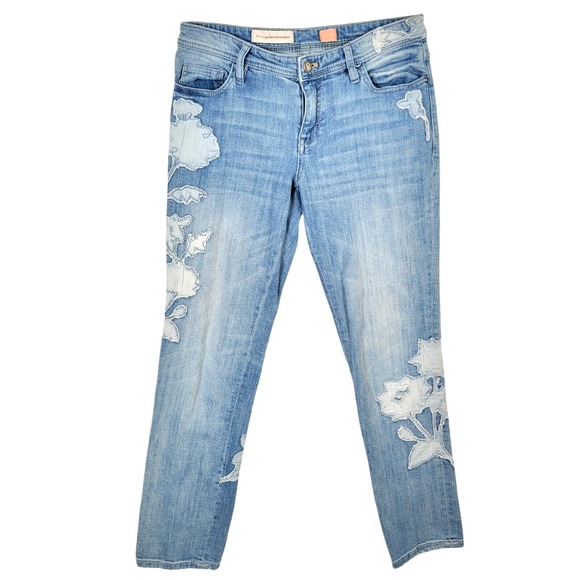 Pilcro and the Letterpress Denim - Anthropologie Pilcro and the Letterpress Women's Skinny Jeans 27 Floral Applique
